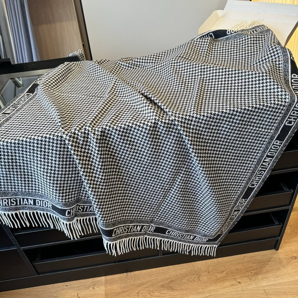 Dior Houndstooth Fringe Scarf product image 7, provided for visual reference and product detail review