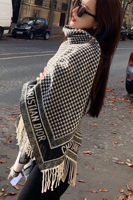Dior Houndstooth Fringe Scarf product image 2, provided for visual reference and product detail review
