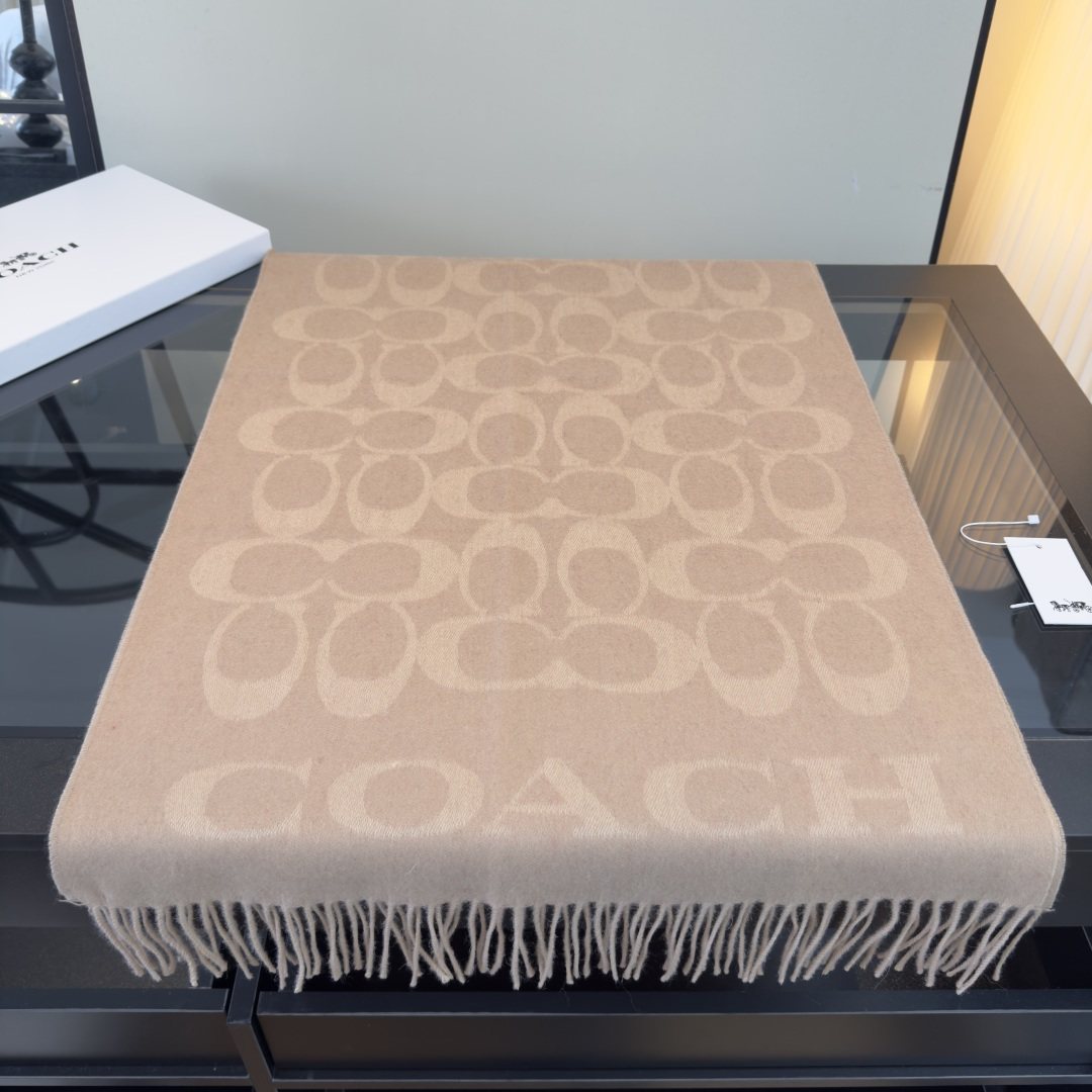 Coach Reversible Monogram Fringed Scarf product image 6, provided for visual reference and product detail review