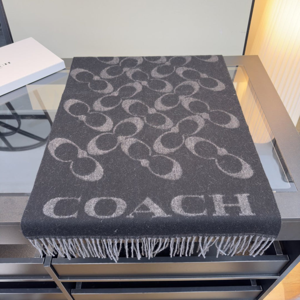 Coach Reversible Monogram Fringed Scarf product image 7, provided for visual reference and product detail review