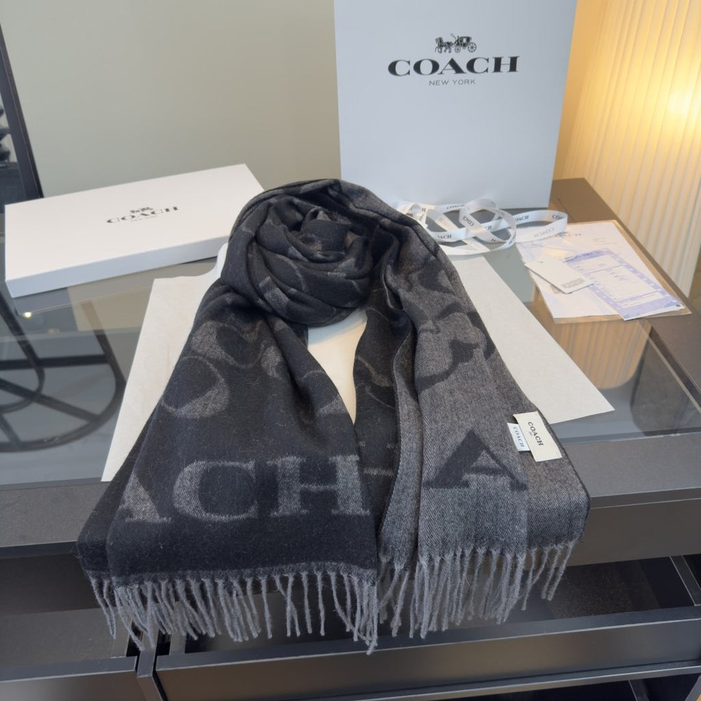 Coach Reversible Monogram Fringed Scarf product image 15, provided for visual reference and product detail review