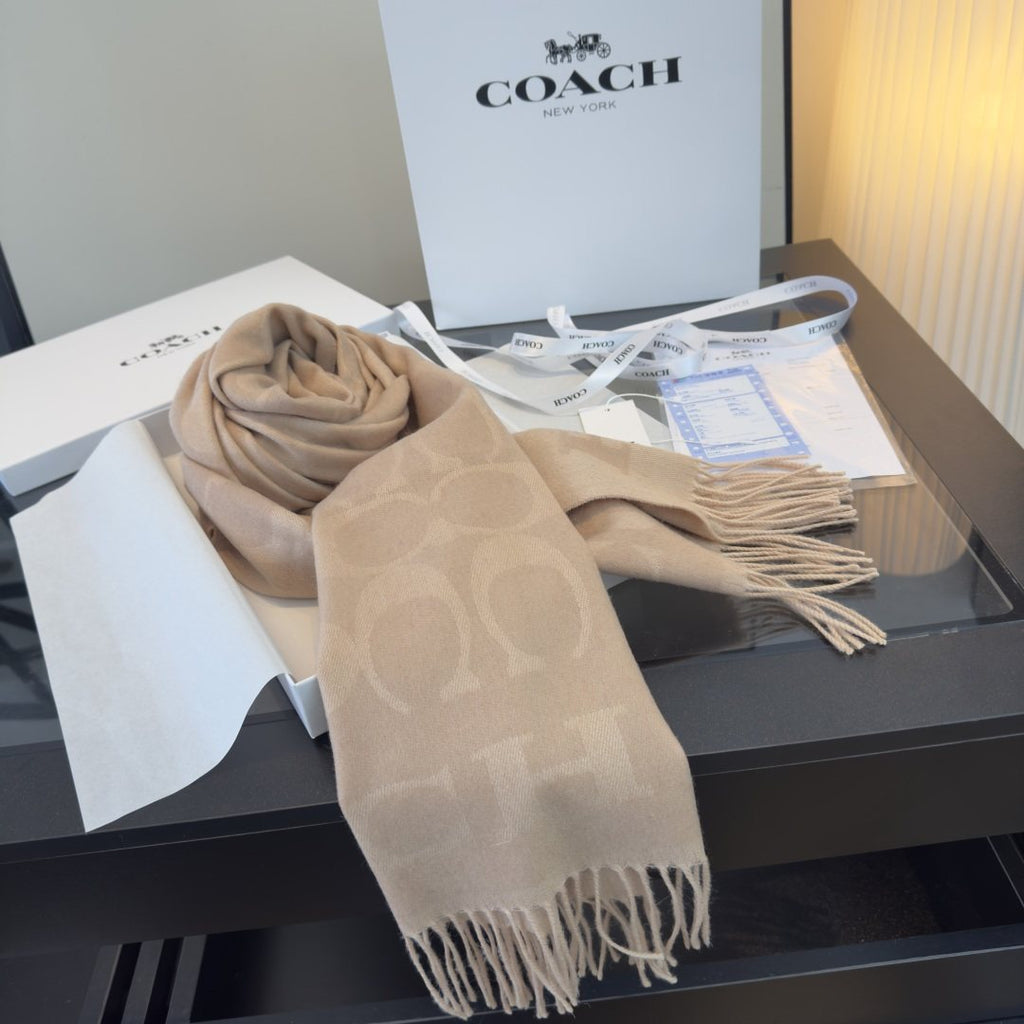 Coach Reversible Monogram Fringed Scarf product image 14, provided for visual reference and product detail review