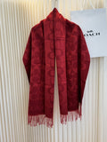 Coach Reversible Monogram Fringed Scarf product image 1, provided for visual reference and product detail review