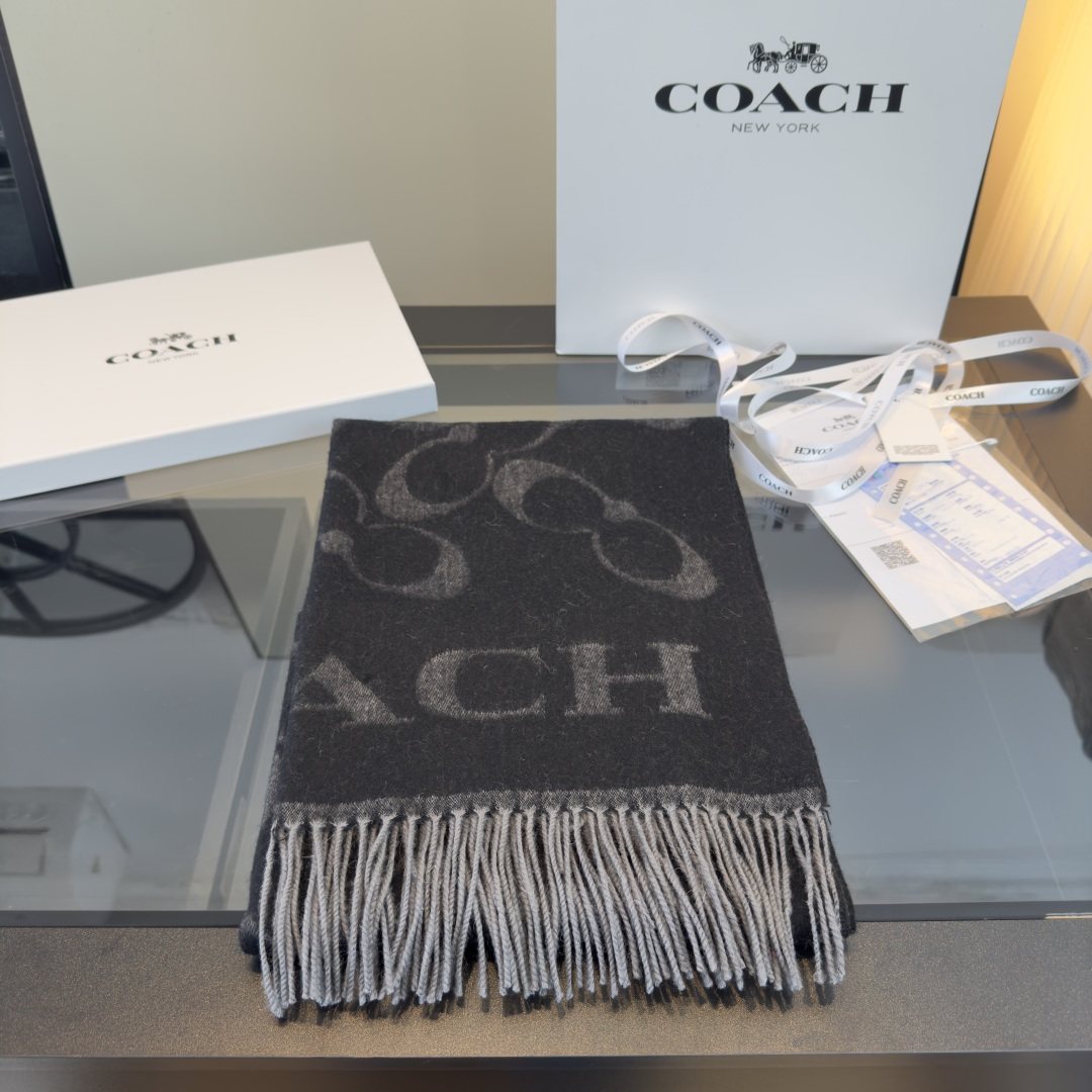 Coach Reversible Monogram Fringed Scarf product image 9, provided for visual reference and product detail review