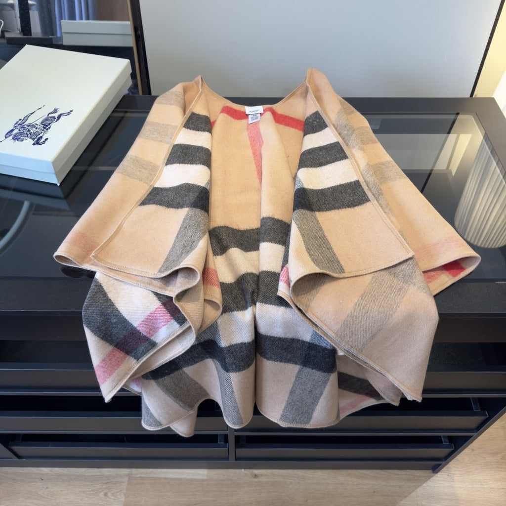 Burberry Reversible Plaid Cape Wrap product image 7, provided for visual reference and product detail review