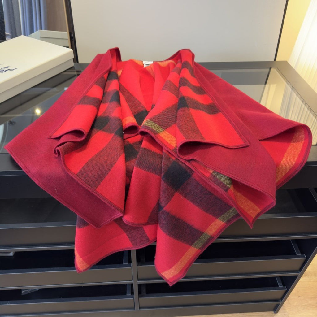 Burberry Reversible Plaid Cape Wrap product image 9, provided for visual reference and product detail review
