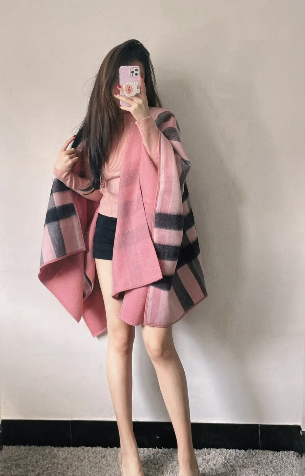 Burberry Reversible Plaid Cape Wrap product image 5, provided for visual reference and product detail review