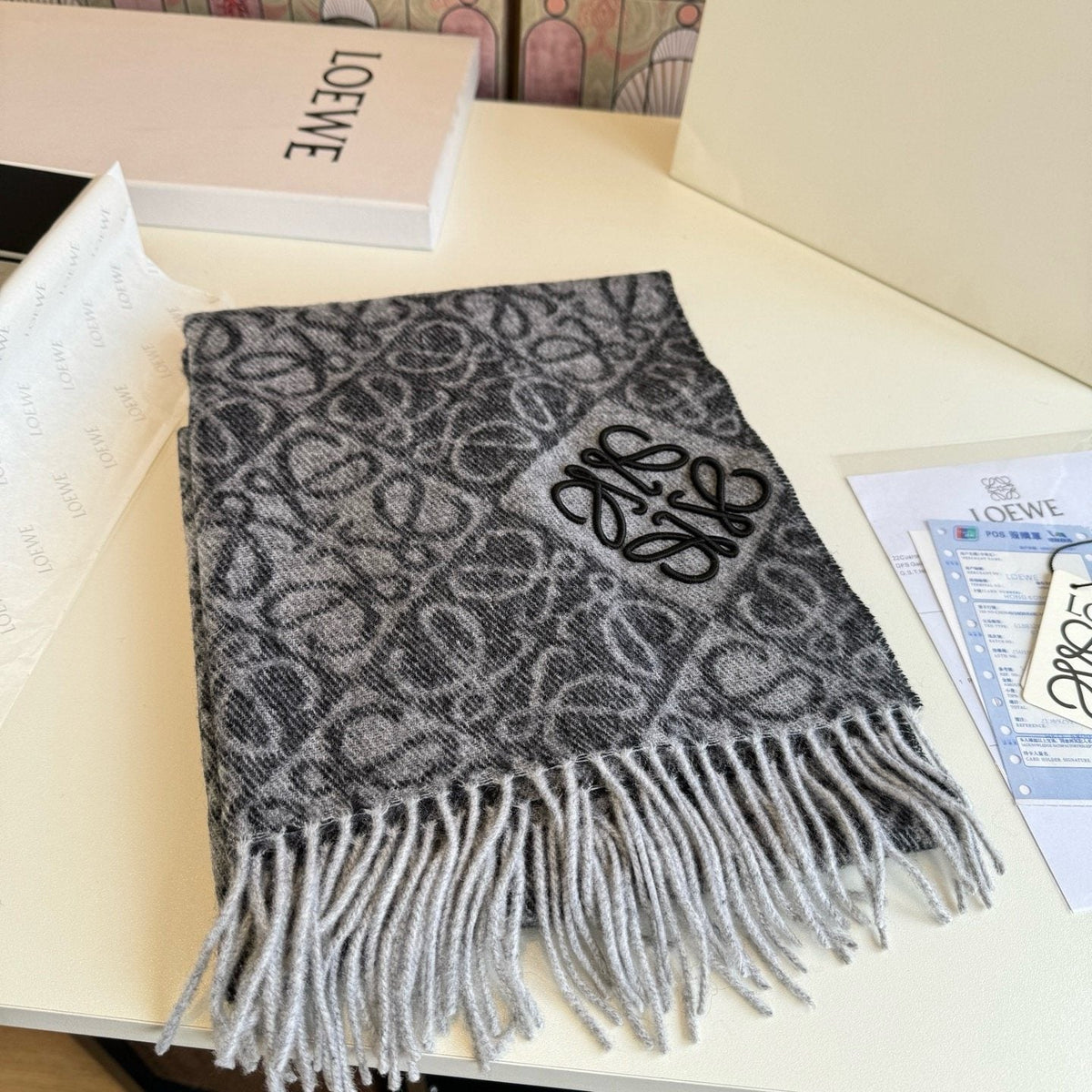 Loewe Reversible Fringe Pattern Scarf product image 7, provided for visual reference and product detail review