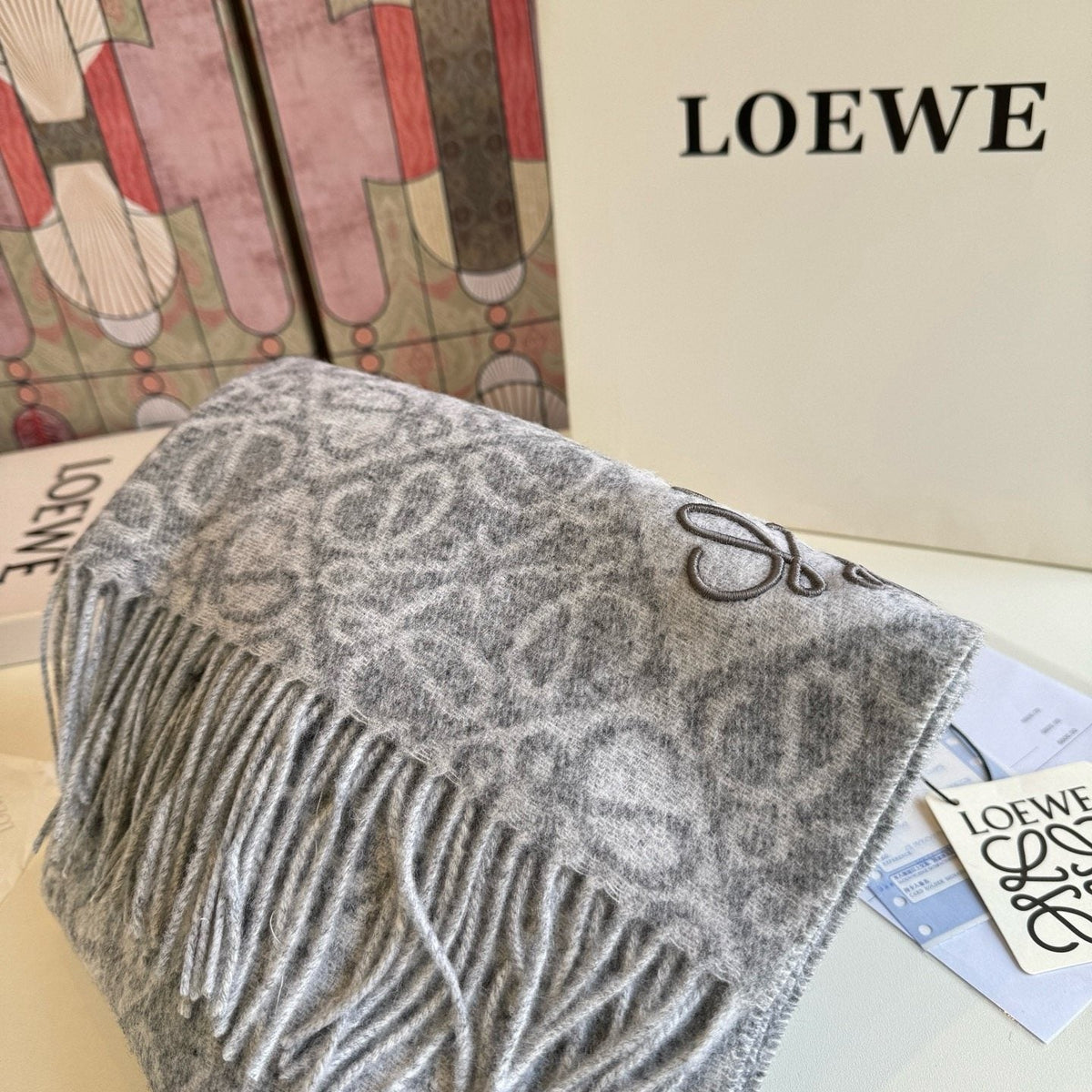 Loewe Reversible Fringe Pattern Scarf product image 9, provided for visual reference and product detail review