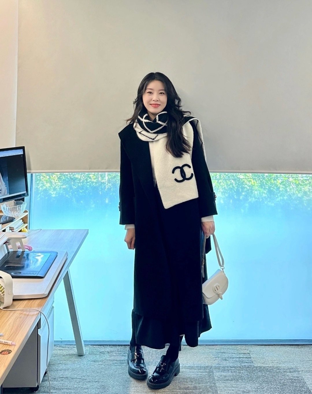 Chanel Ivory & Black Knit Scarf product image 2, provided for visual reference and product detail review