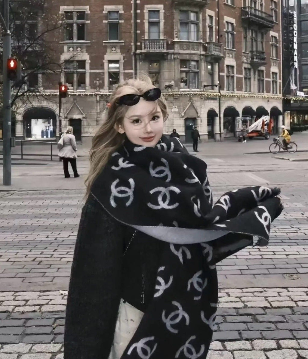 Chanel Reversible Logo Scarf Shawl product image 2, provided for visual reference and product detail review
