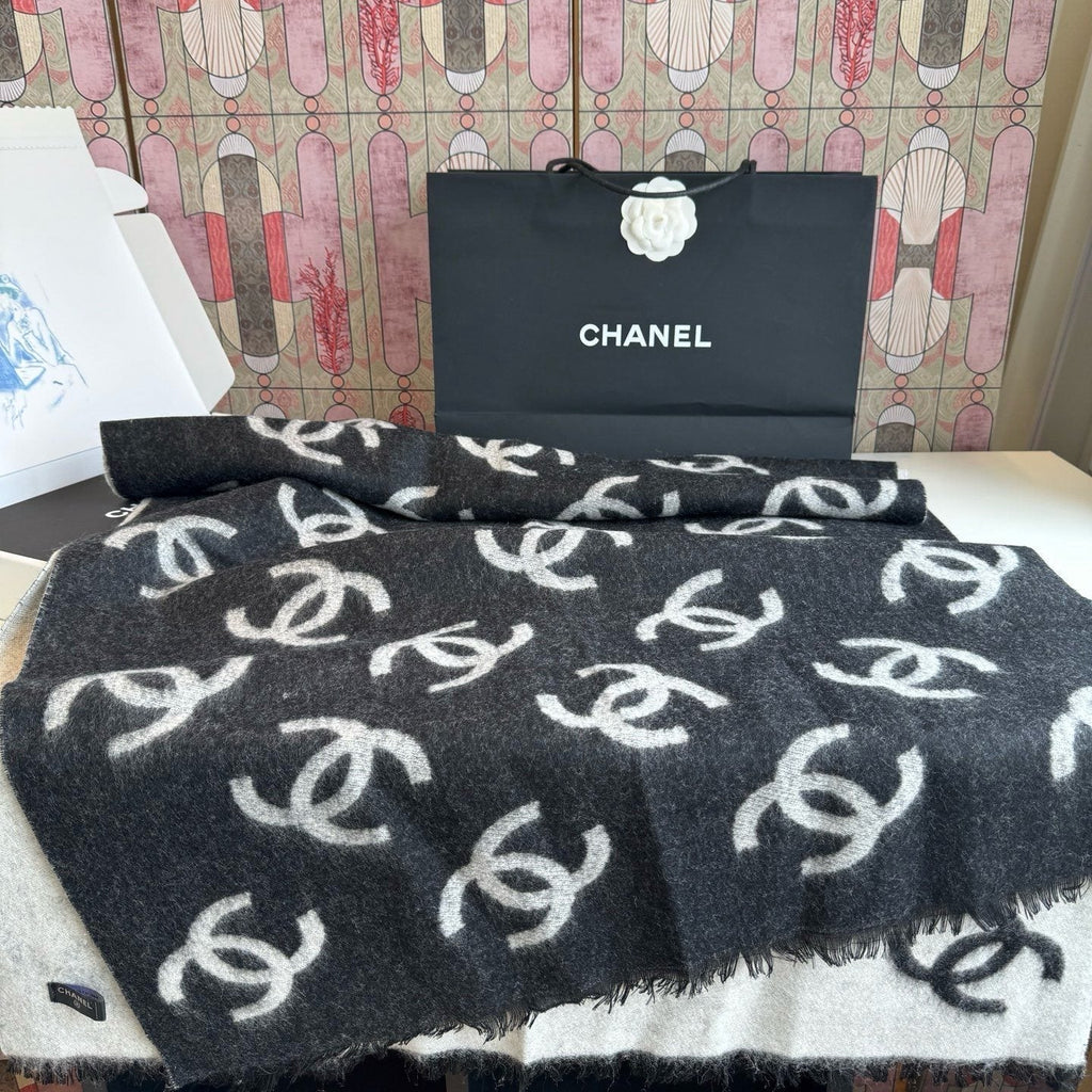 Chanel Reversible Logo Scarf Shawl product image 4, provided for visual reference and product detail review