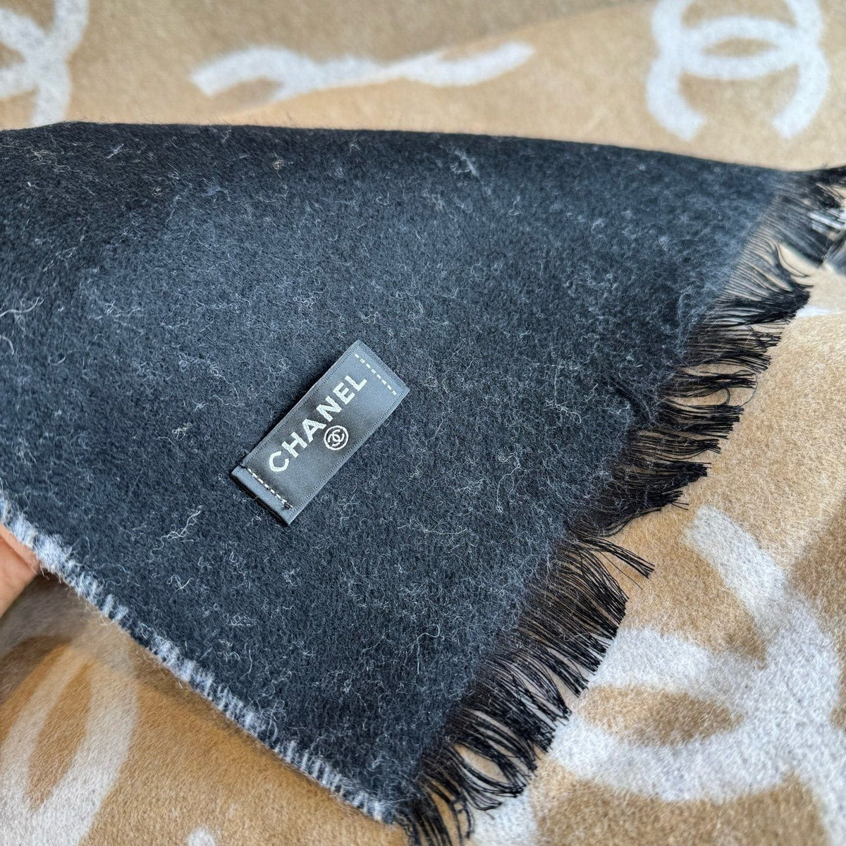 Chanel Reversible Logo Scarf Shawl product image 9, provided for visual reference and product detail review
