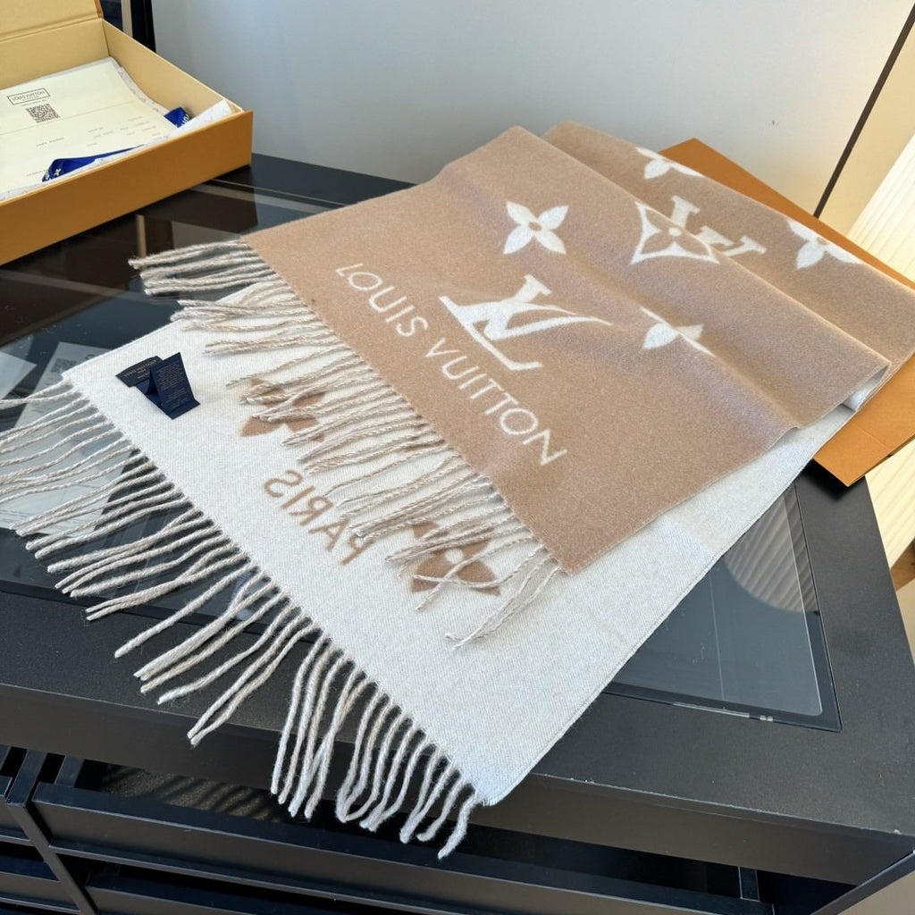 Louis Vuitton Two-Tone Fringed Scarf product image 2, provided for visual reference and product detail review