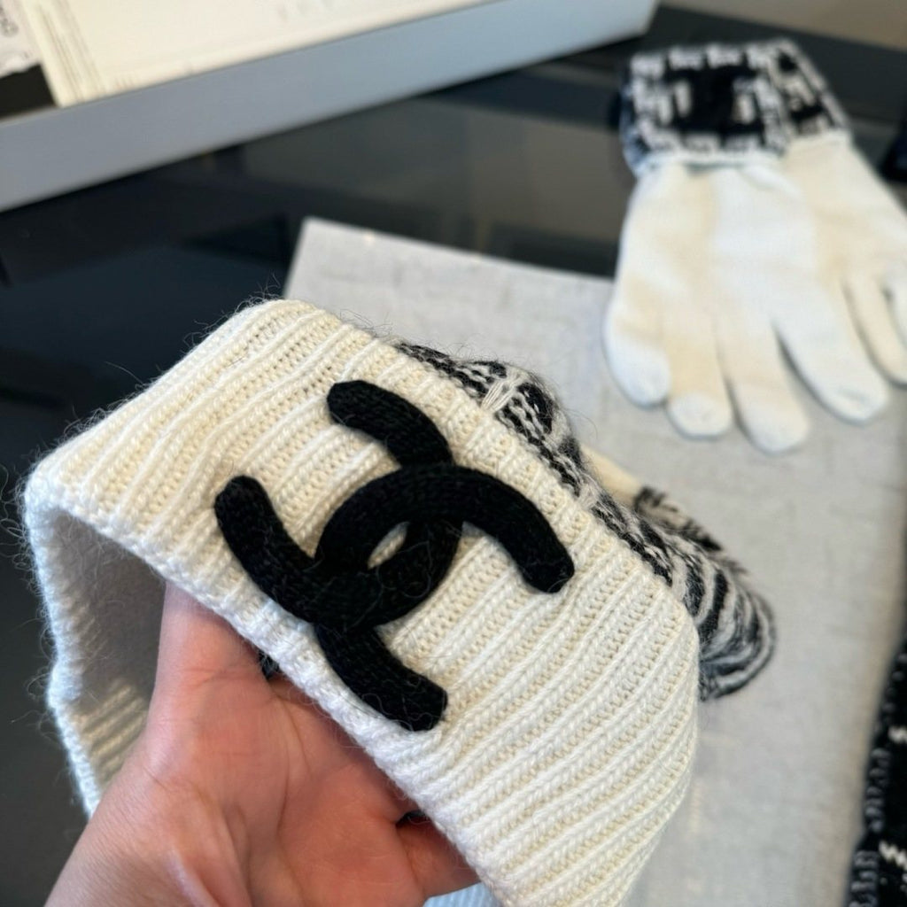 Chanel Logo Knit Hat, Scarf & Gloves Set product image 17, provided for visual reference and product detail review