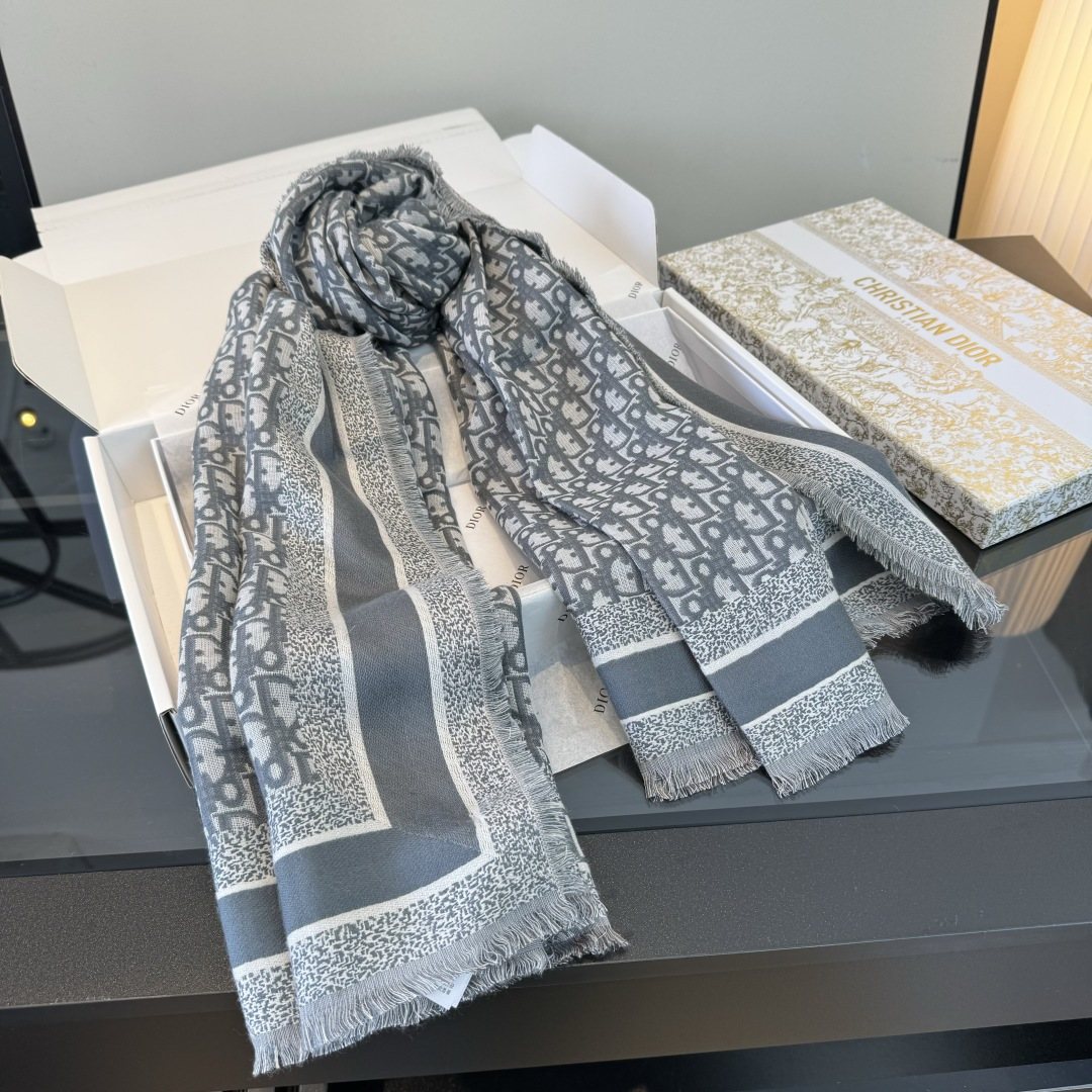 Dior Fringed Monogram Shawl Scarf product image 8, provided for visual reference and product detail review