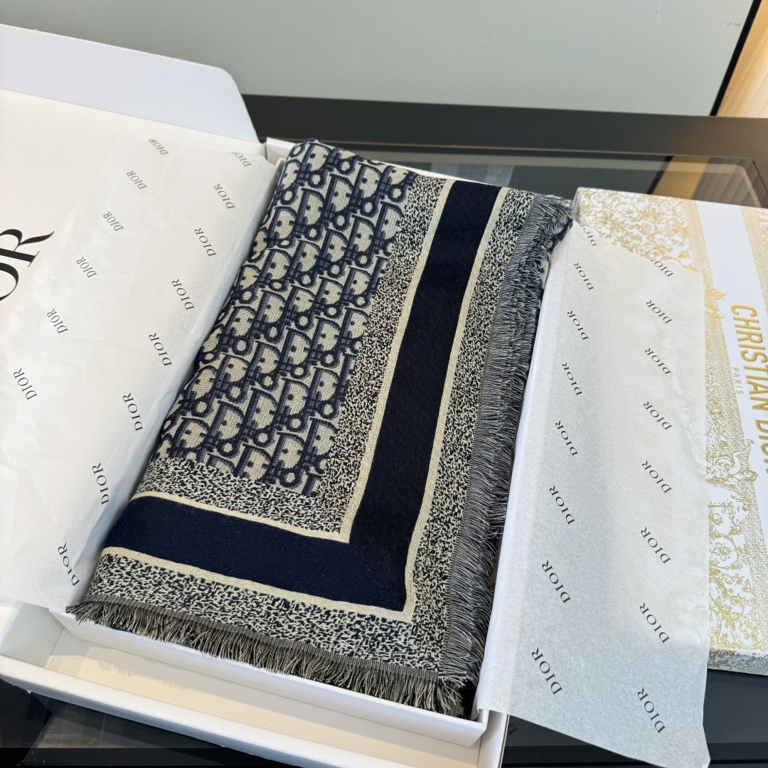 Dior Fringed Monogram Shawl Scarf product image 11, provided for visual reference and product detail review
