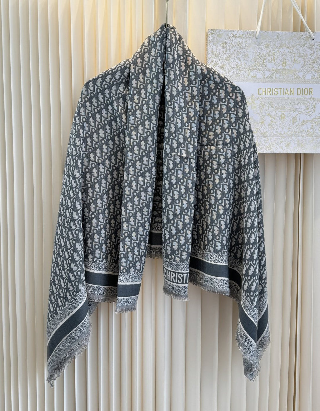Dior Fringed Monogram Shawl Scarf product image 1, provided for visual reference and product detail review