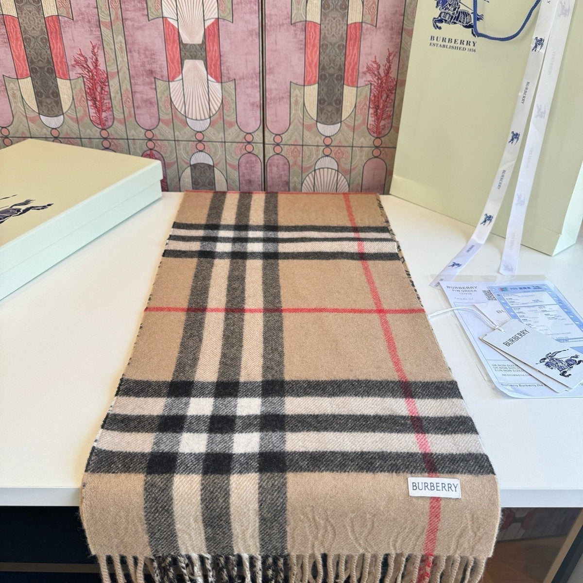 Burberry Reversible Check Monogram Scarf product image 6, provided for visual reference and product detail review
