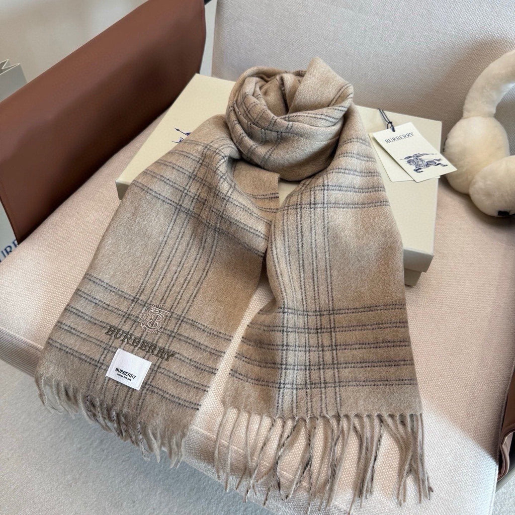 Burberry Light Blue Plaid Fringed Scarf product image 10, provided for visual reference and product detail review