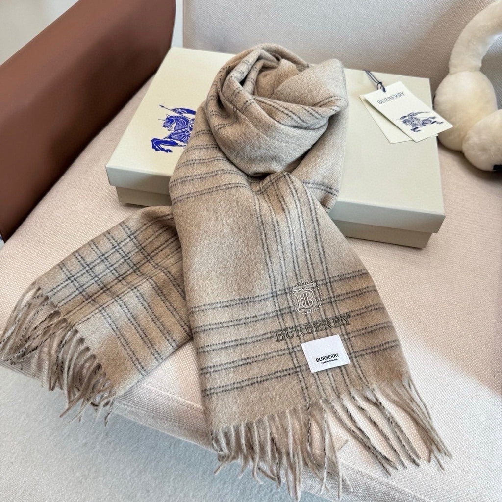 Burberry Woven-Logo Plaid Fringed Scarf product image 12, provided for visual reference and product detail review