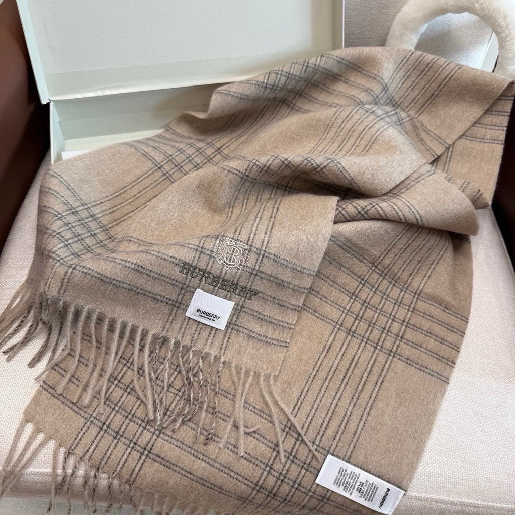 Burberry Light Blue Plaid Fringed Scarf product image 8, provided for visual reference and product detail review