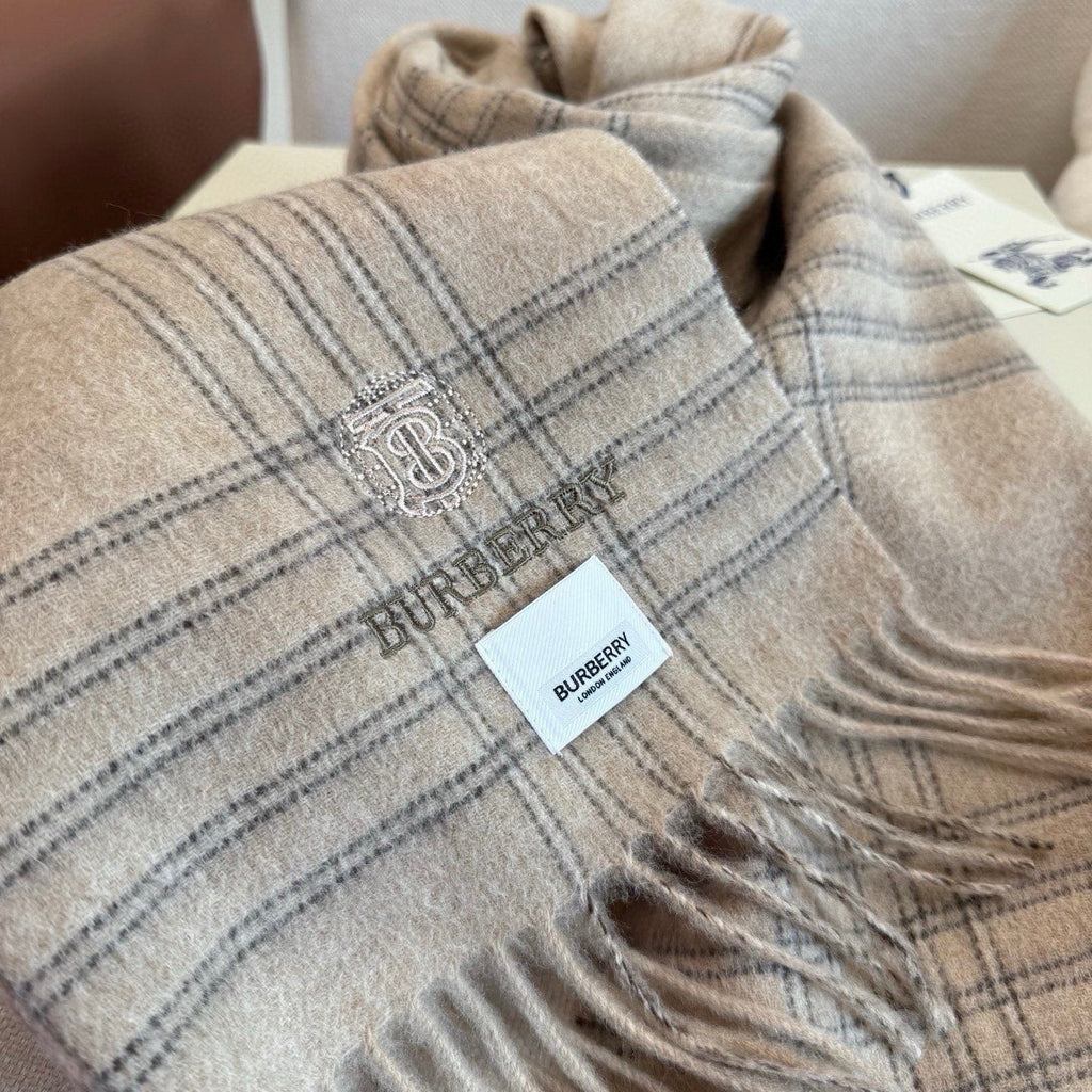 Burberry Light Blue Plaid Fringed Scarf product image 13, provided for visual reference and product detail review