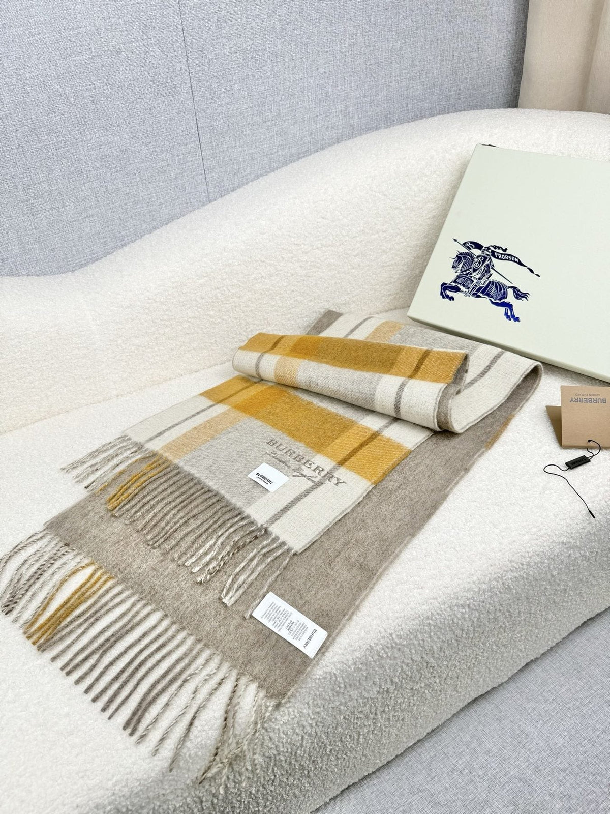 Burberry Double-Sided Plaid Fringe Scarf product image 12, provided for visual reference and product detail review