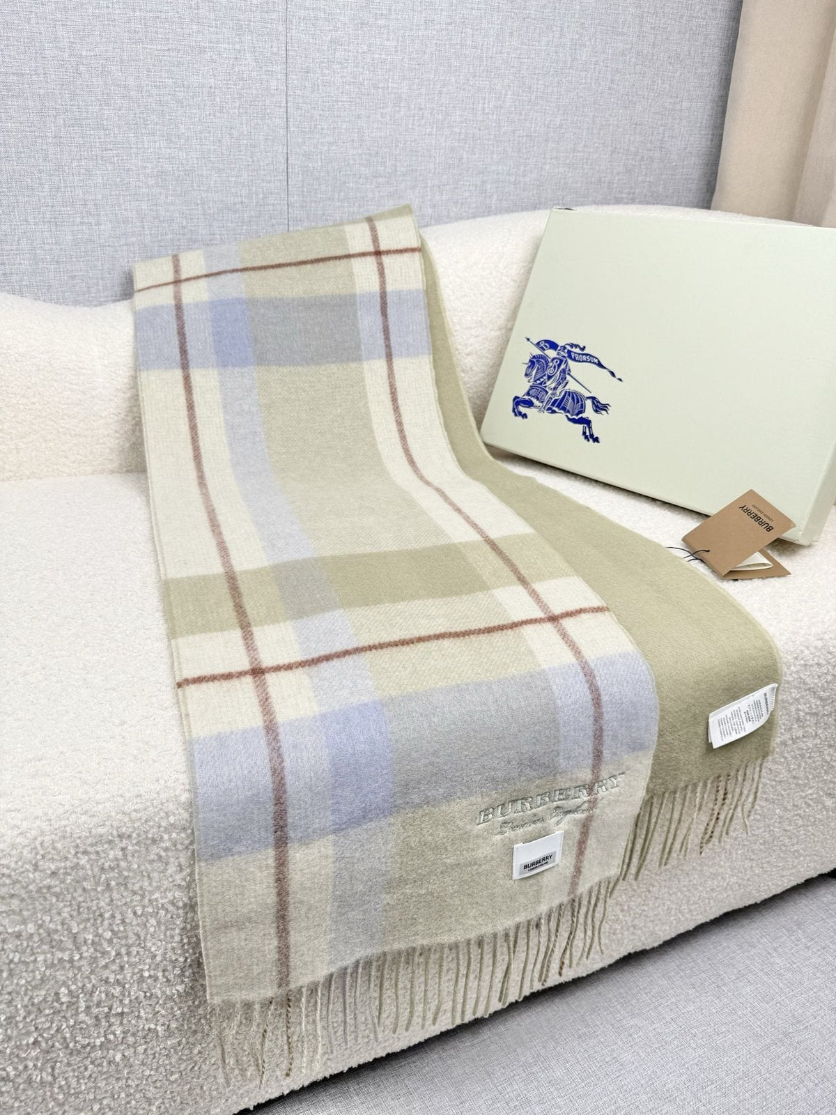 Burberry Double-Sided Plaid Fringe Scarf product image 14, provided for visual reference and product detail review