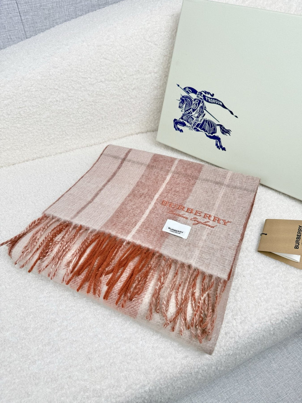 Burberry Double-Sided Plaid Fringe Scarf product image 15, provided for visual reference and product detail review