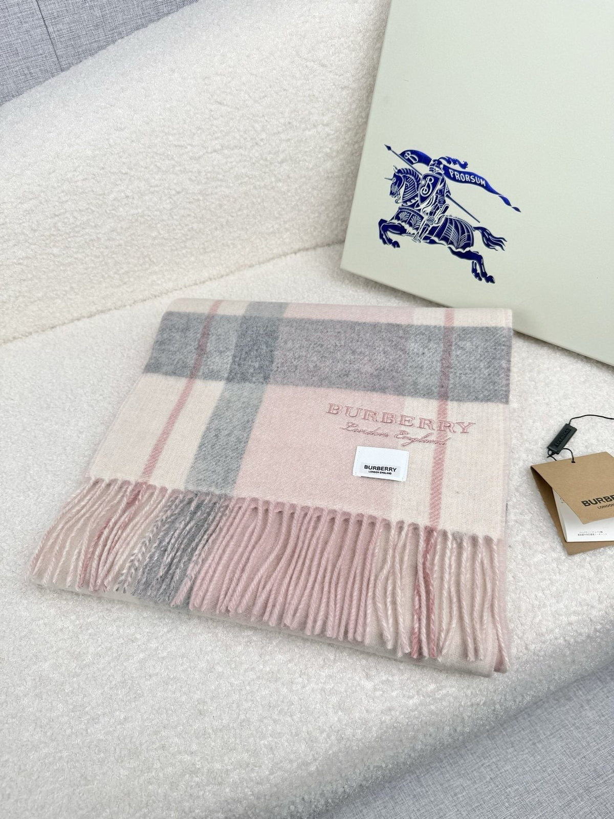 Burberry Double-Sided Plaid Fringe Scarf product image 13, provided for visual reference and product detail review