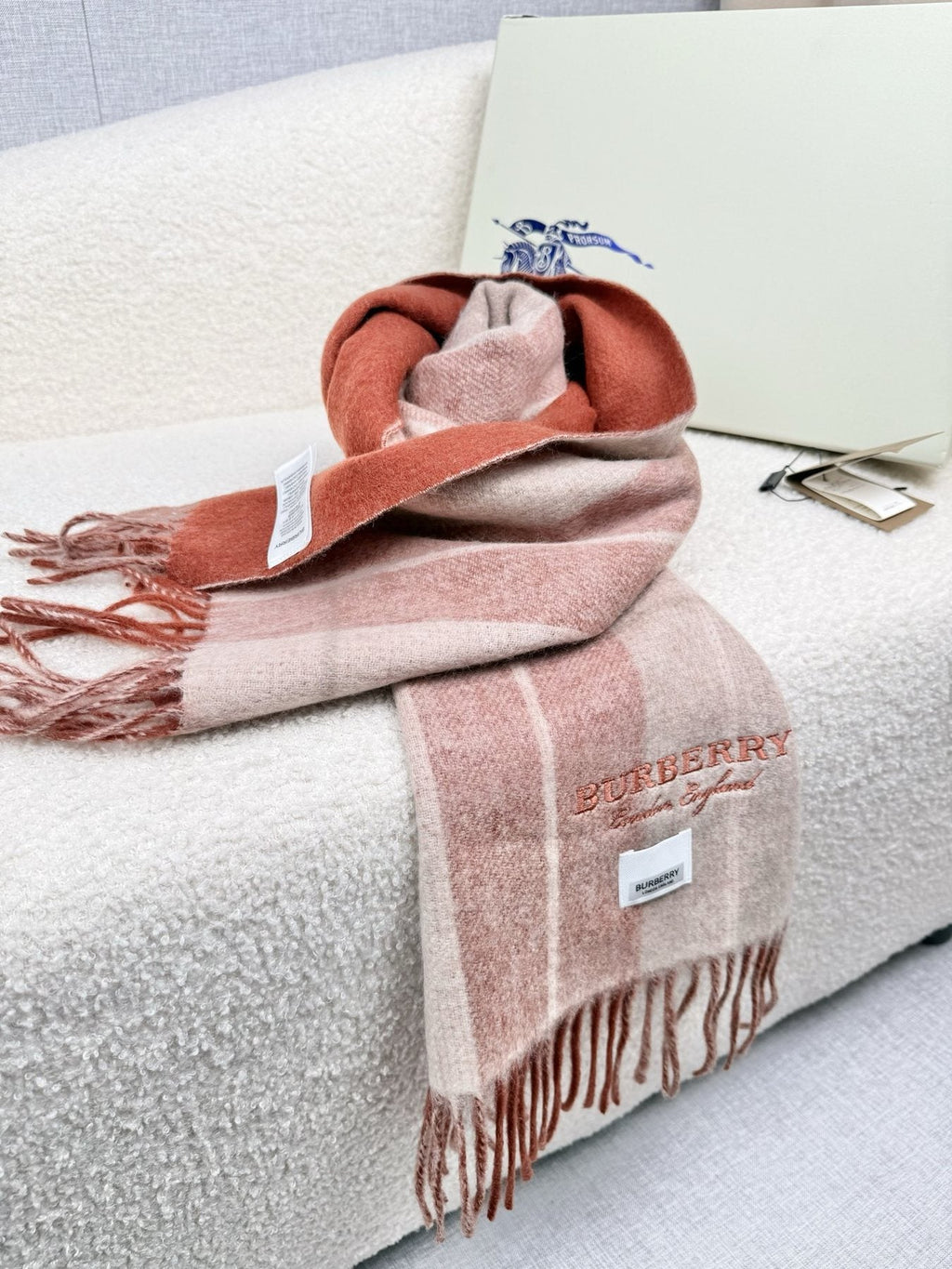 Burberry Double-Sided Plaid Fringe Scarf product image 16, provided for visual reference and product detail review