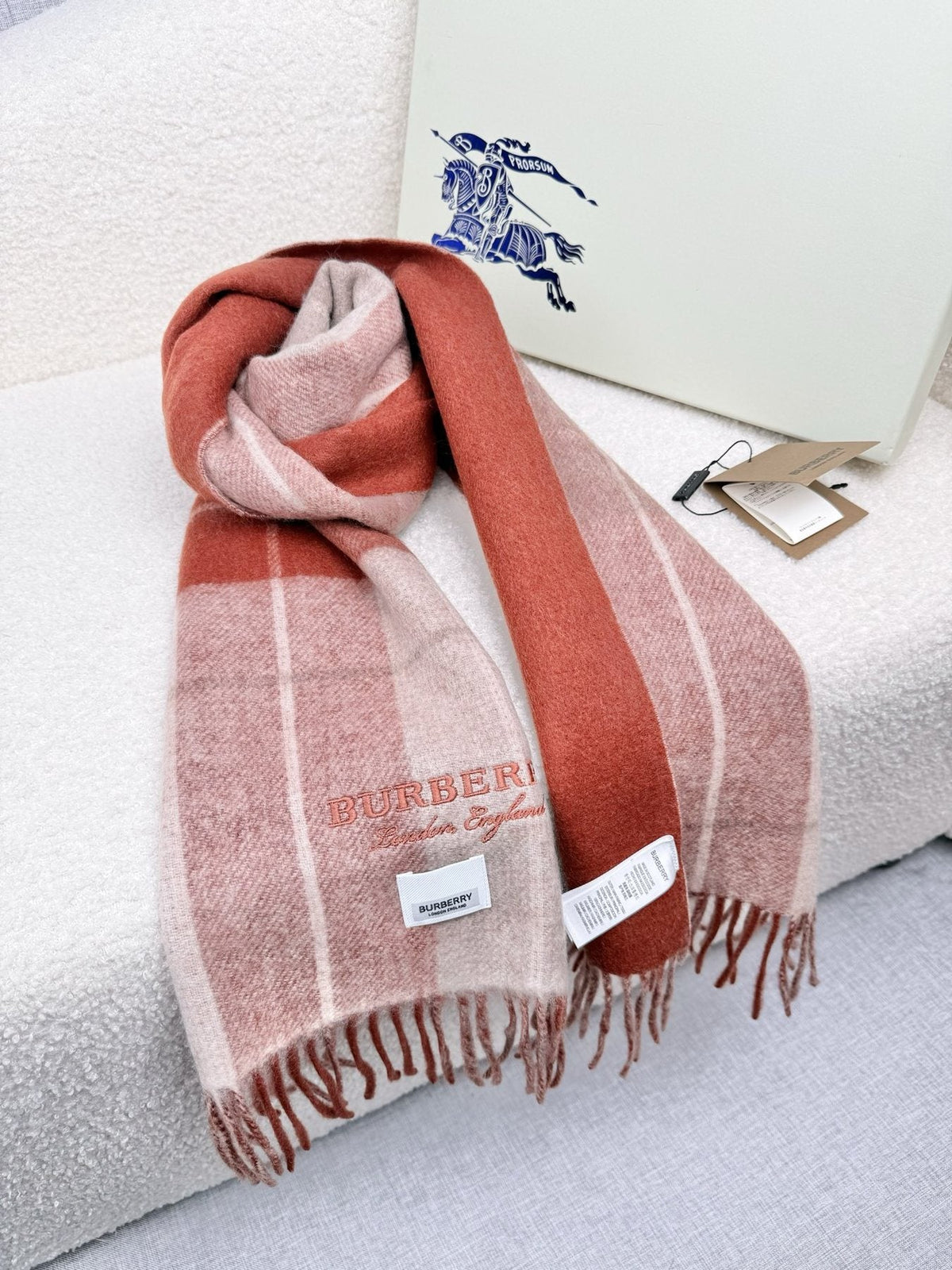Burberry Double-Sided Plaid Fringe Scarf product image 11, provided for visual reference and product detail review