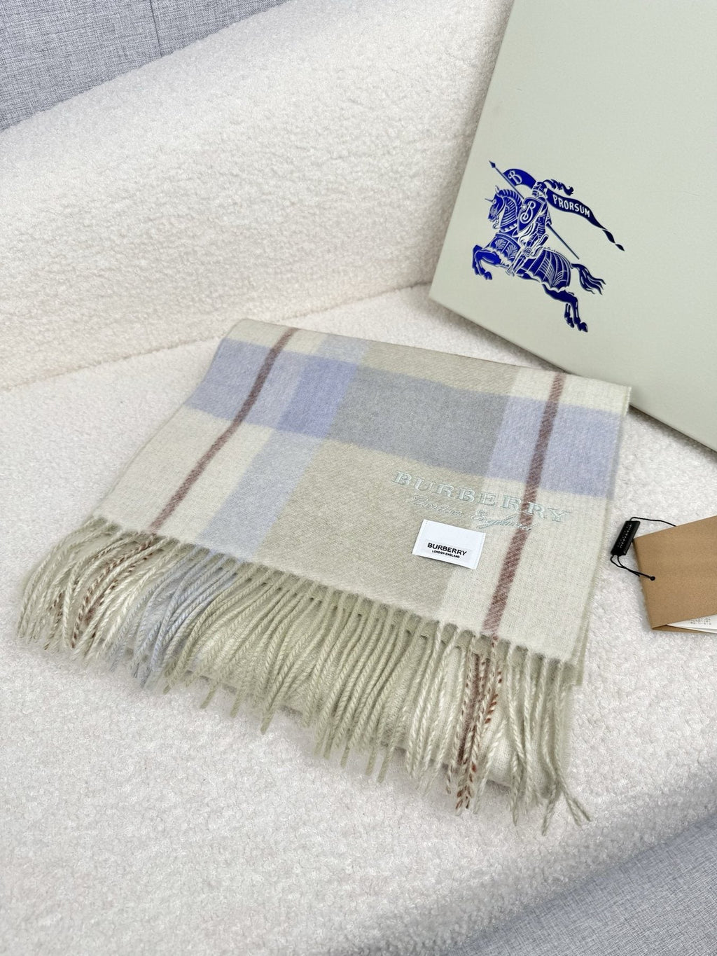 Burberry Double-Sided Plaid Fringe Scarf product image 8, provided for visual reference and product detail review