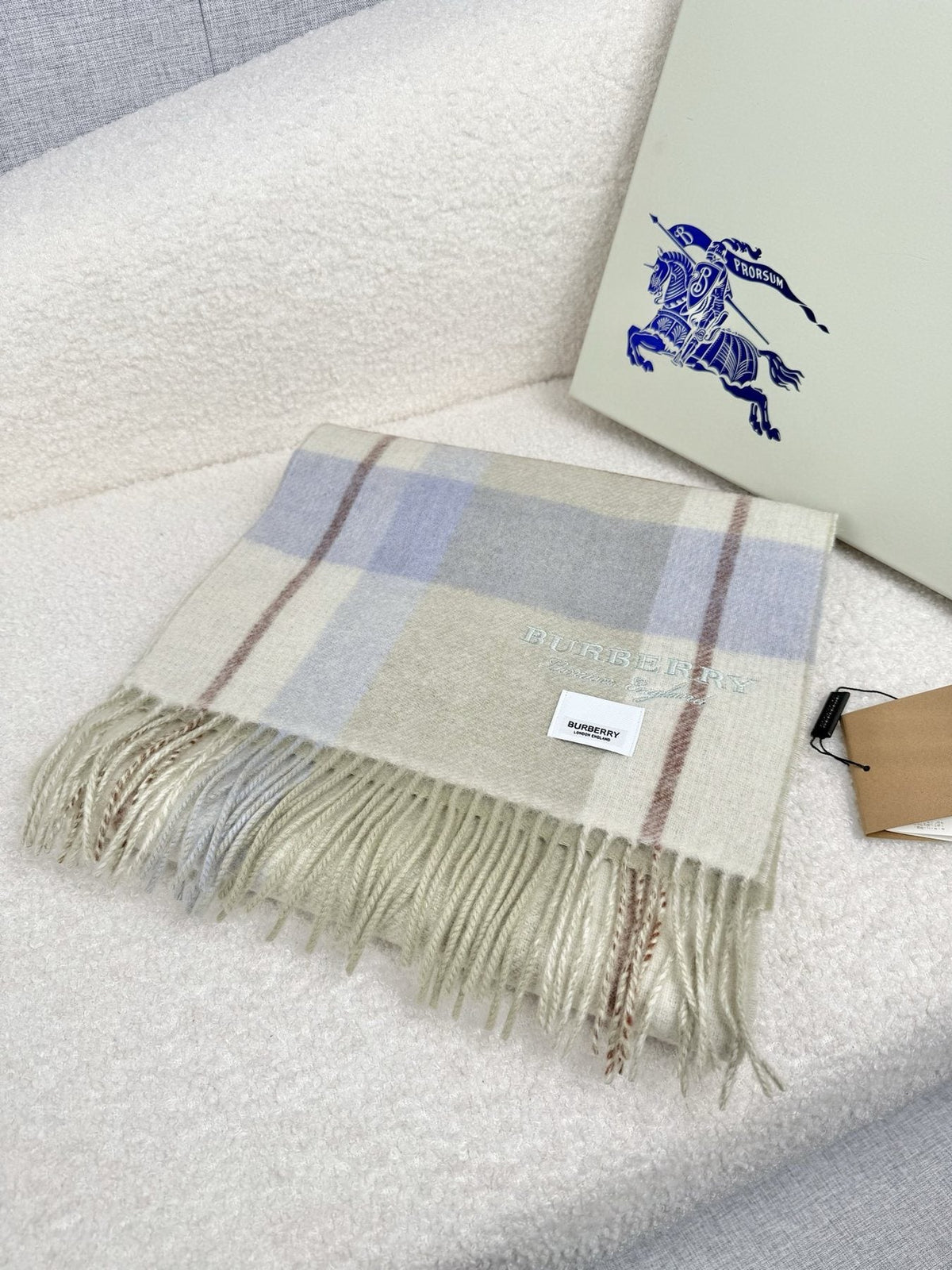 Burberry Double-Sided Plaid Fringe Scarf product image 8, provided for visual reference and product detail review