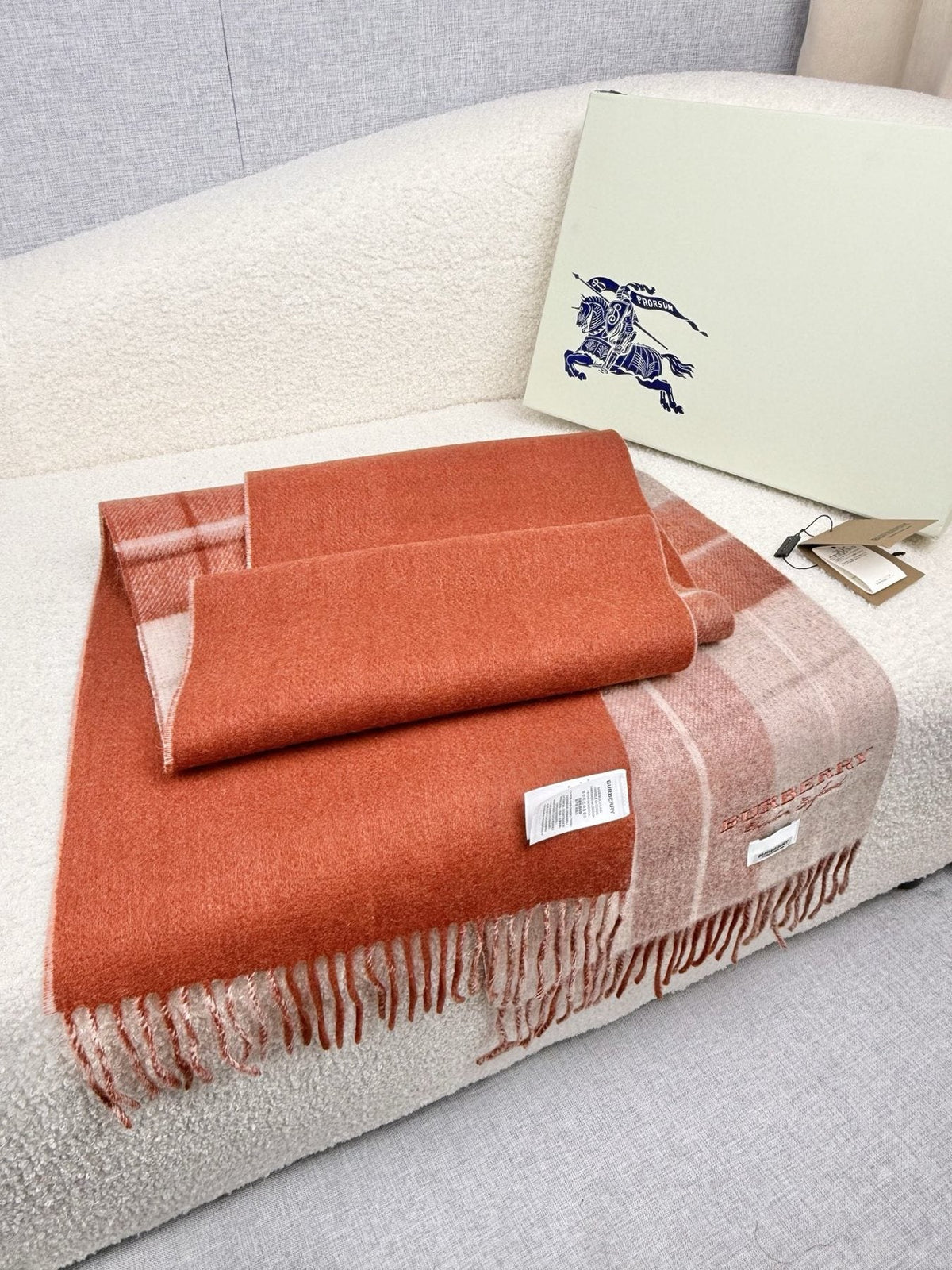 Burberry Double-Sided Plaid Fringe Scarf product image 17, provided for visual reference and product detail review