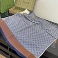 Gucci Blue-Gray Fringed Pattern Scarf product image 1, provided for visual reference and product detail review