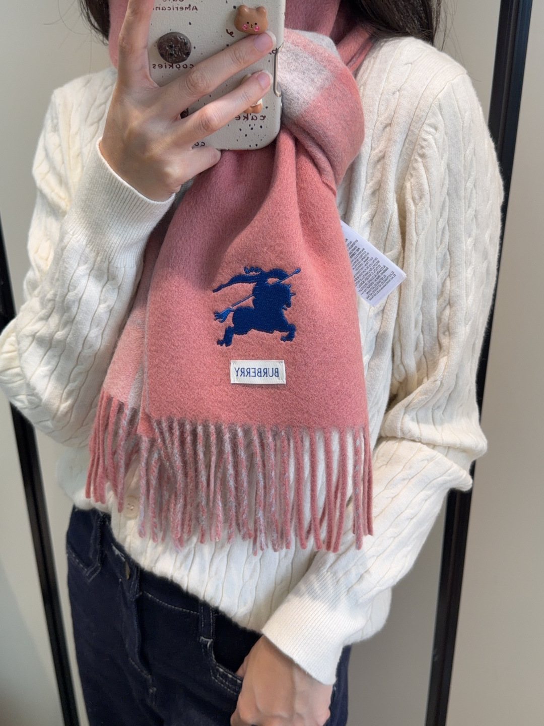 Burberry Reversible Plaid Fringed Scarf product image 3, provided for visual reference and product detail review