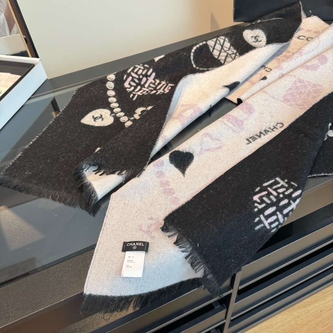 Chanel Black Pearl Motif Scarf product image 4, provided for visual reference and product detail review