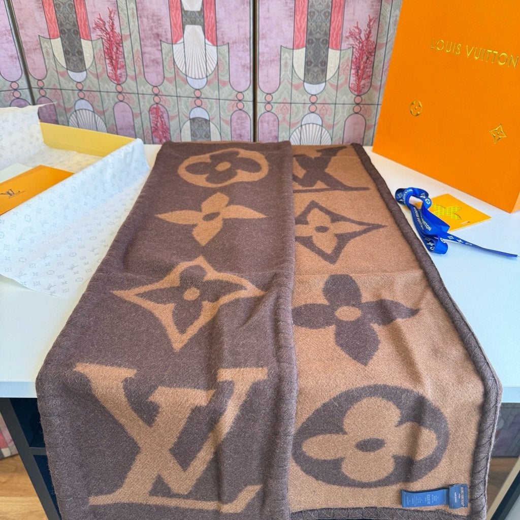 Louis Vuitton Brown and Tan Motif Scarf product image 4, provided for visual reference and product detail review