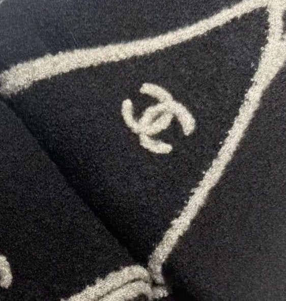 Chanel Black Ivory Trim Triangular Scarf product image 6, provided for visual reference and product detail review
