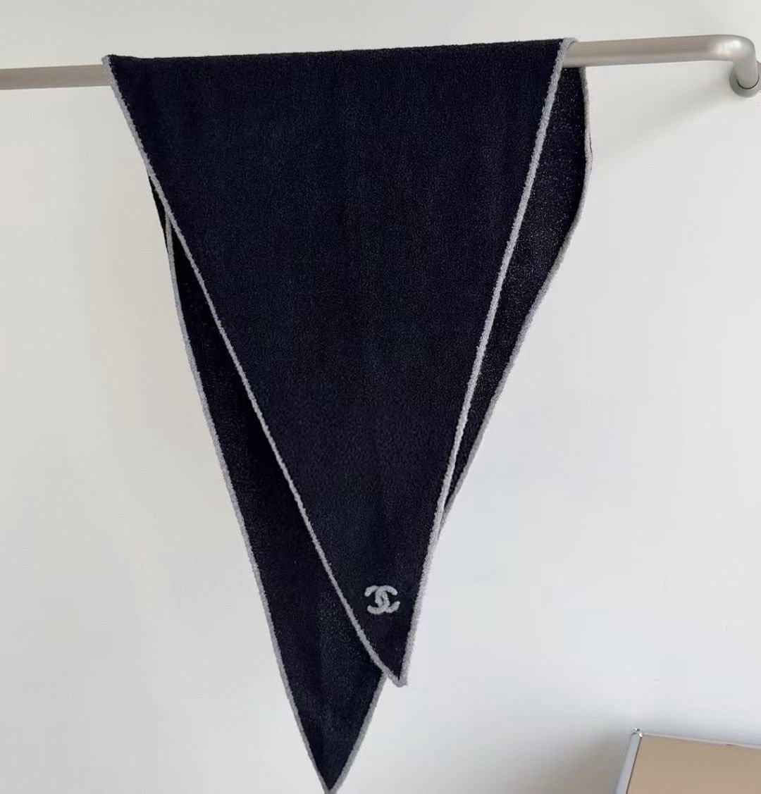 Chanel Black Ivory Trim Triangular Scarf product image 1, provided for visual reference and product detail review