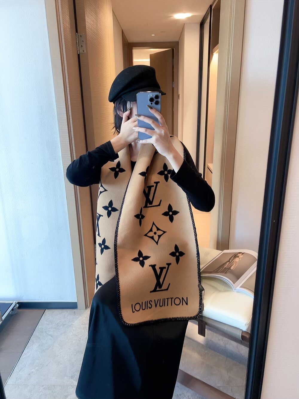 Louis Vuitton Reversible Jacquard Scarf with Stitched Edge product image 2, provided for visual reference and product detail