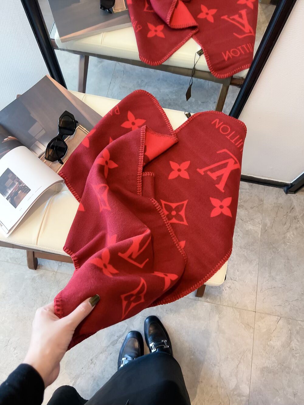 Louis Vuitton Reversible Jacquard Scarf with Stitched Edge product image 9, provided for visual reference and product detail