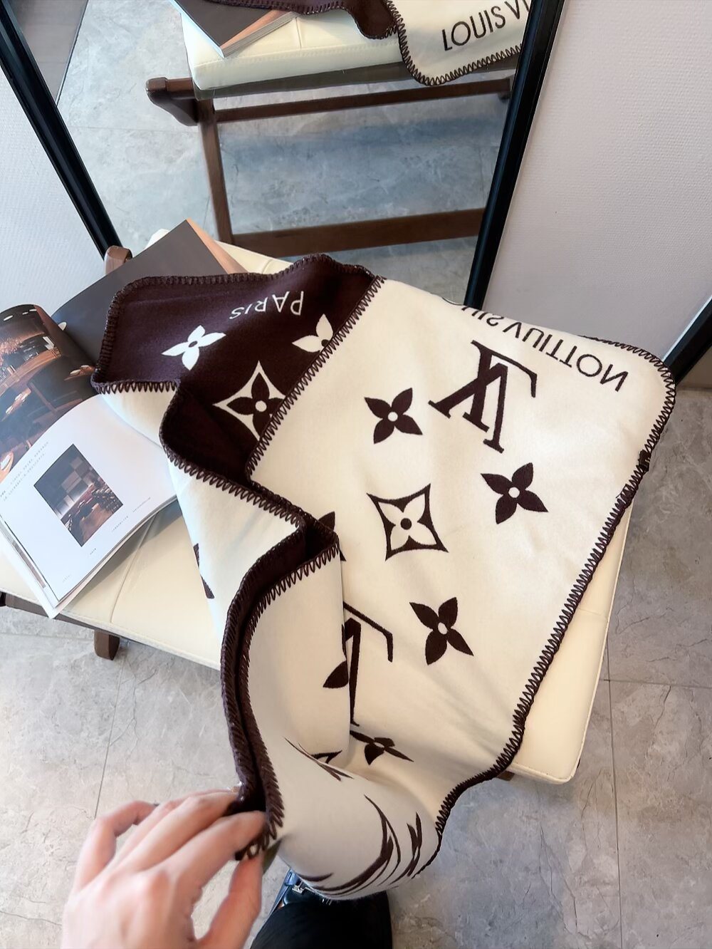Louis Vuitton Reversible Jacquard Scarf with Stitched Edge product image 4, provided for visual reference and product detail