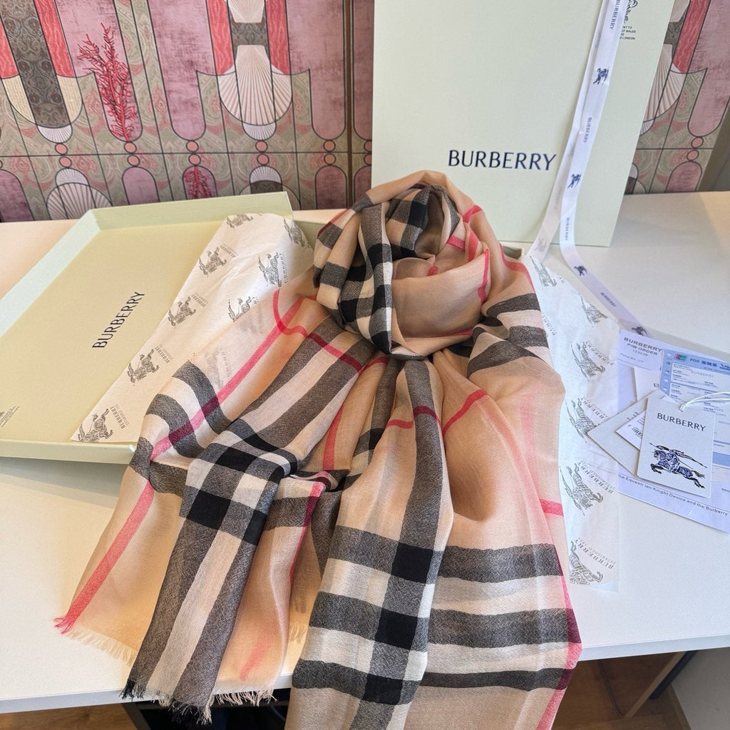 Burberry Camel Beige Plaid Scarf product image 4, provided for visual reference and product detail review