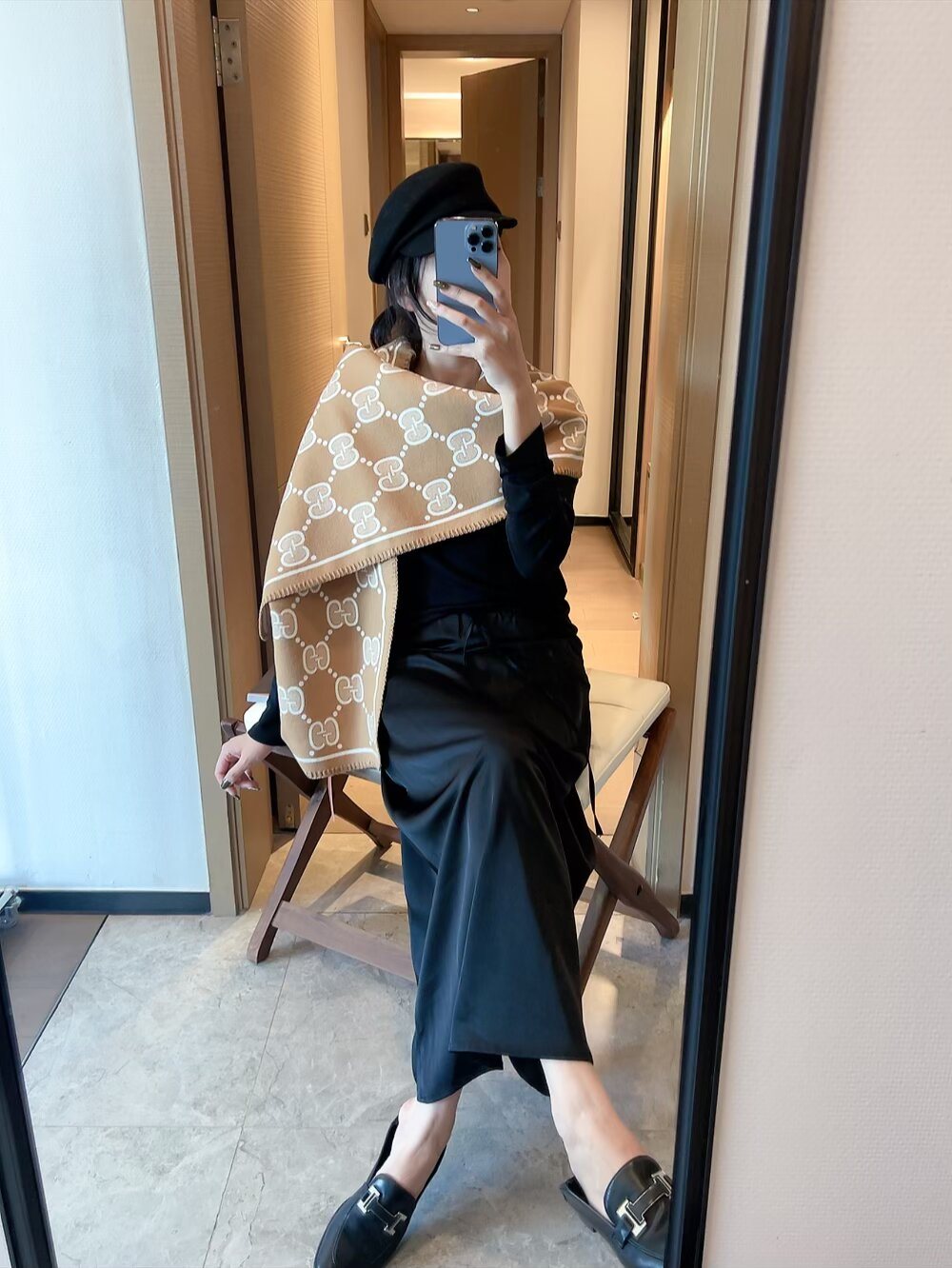 Gucci Woven Geometric Motif Fringe Scarf product image 10, provided for visual reference and product detail review