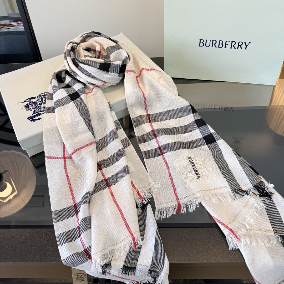 Burberry Plaid Fringe Cashmere Scarf product image 5, provided for visual reference and product detail review