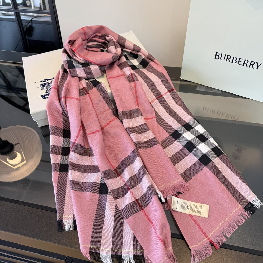 Burberry Plaid Fringe Cashmere Scarf product image 4, provided for visual reference and product detail review