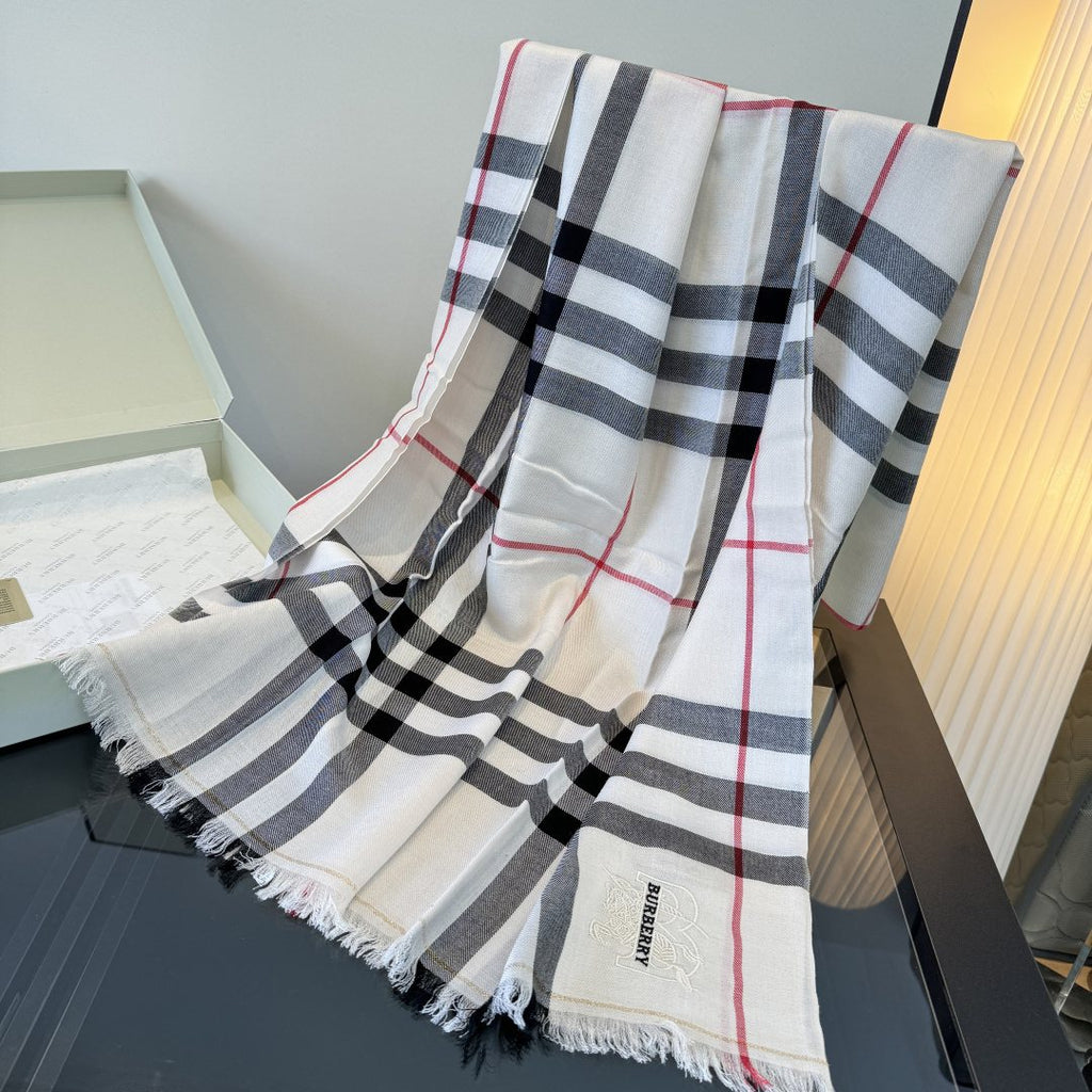 Burberry Plaid Fringe Cashmere Scarf product image 10, provided for visual reference and product detail review